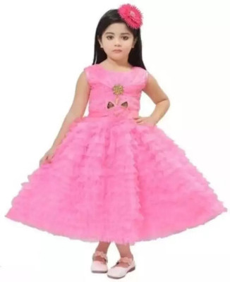 Frestyle Indi Baby Girls Calf Length Party Dress(Pink, Sleeveless)