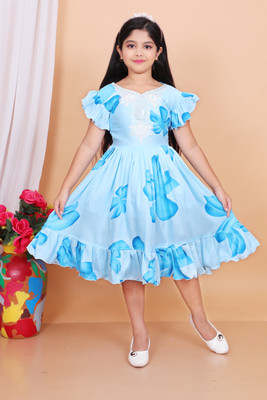 NiceNisaFashion Indi Girls Above Knee Party Dress(Pink, Short Sleeve)