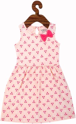 ICABLE Girls Midi/Knee Length Casual Dress(Pink, Sleeveless)