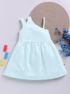 YK X Tinyo Girls Midi/Knee Length Casual Dress(Green, Sleeveless)