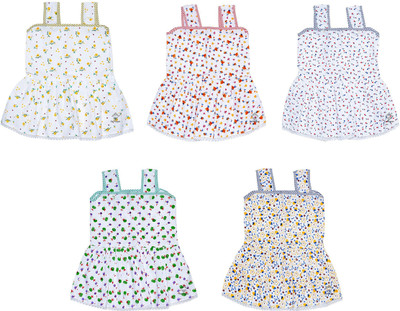 sathiyas Girls Midi/Knee Length Casual Dress(White, Sleeveless)