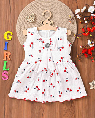 SGLIFESTYLE Baby Girls Midi/Knee Length Party Dress(White, Sleeveless)