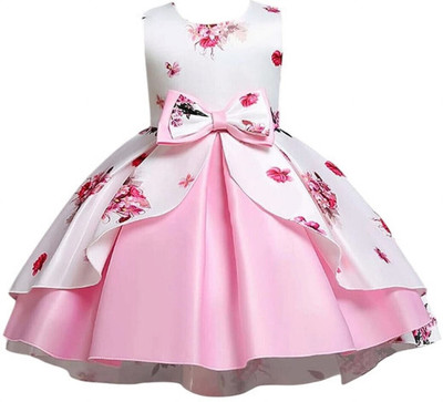 CARTIKKAAY Baby Girls Midi/Knee Length Festive/Wedding Dress(Multicolor, Sleeveless)