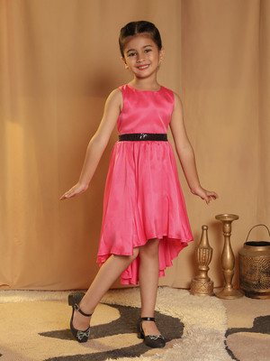 Toy Balloon Kids Girls Midi/Knee Length Party Dress(Pink, Sleeveless)