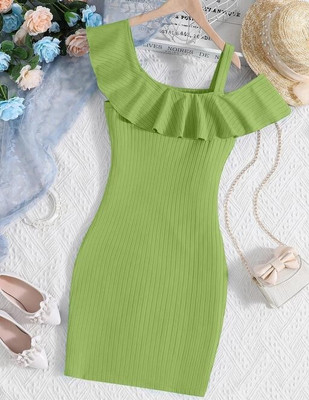 Crispin Girls Mini/Short Casual Dress(Green, Sleeveless)