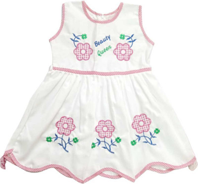 miradresses Baby Girls Midi/Knee Length Casual Dress(White, Sleeveless)
