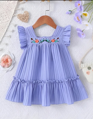 BISAL Indi Baby Girls Midi/Knee Length Festive/Wedding Dress(Light Blue, Short Sleeve)