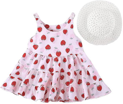 Bold N Elegant Indi Girls Midi/Knee Length Casual Dress(Pink, Sleeveless)