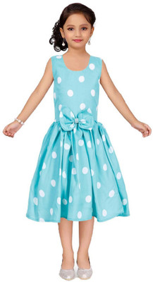 Wish Little Girls Below Knee Casual Dress(Light Blue, Sleeveless)