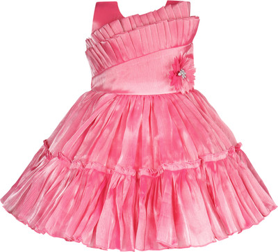 Wishkaro Baby Girls Midi/Knee Length Party Dress(Red, Sleeveless)