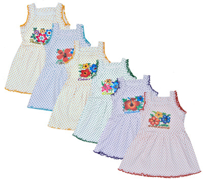 Shyamcollections Girls Midi/Knee Length Casual Dress(White, Sleeveless)