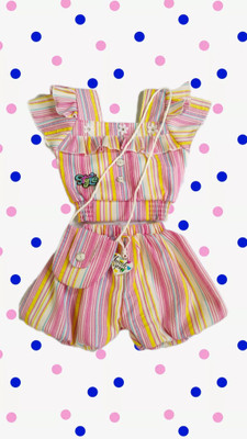 Afreen Baby Girls Short/Mid Thigh Casual Dress(Pink, Half Sleeve)