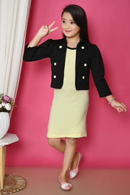 Jeba Collections Girls Above Knee Casual Dress(Multicolor, 3/4 Sleeve)