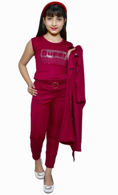 Oliaz Girls Maxi/Full Length Casual Dress(Maroon, 3/4 Sleeve)