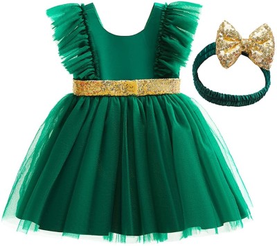 Fairy Dolls Indi Girls Midi/Knee Length Party Dress(Green, Sleeveless)