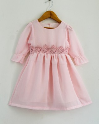 Woonie Baby Girls Midi/Knee Length Casual Dress(Multicolor, 3/4 Sleeve)
