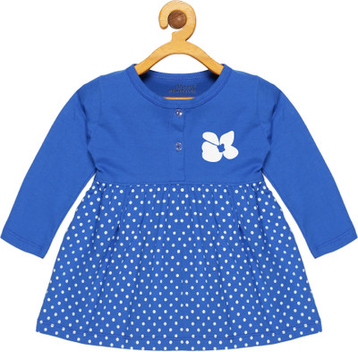 babeezworld Baby Girls Midi/Knee Length Casual Dress(Blue, Full Sleeve)