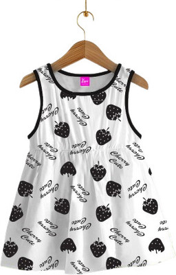 Kani Tex Indi Girls Below Knee Casual Dress(Black, Sleeveless)