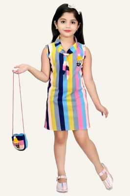 Five Star collection Girls Midi/Knee Length Casual Dress(Multicolor, Sleeveless)