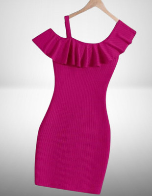 Crispin Girls Mini/Short Casual Dress(Pink, Fashion Sleeve)
