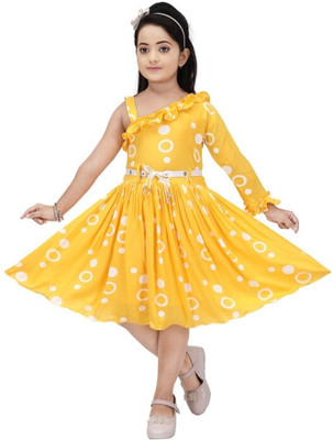 LINK KWALITY Indi Girls Midi/Knee Length Casual Dress(Multicolor, Full Sleeve)