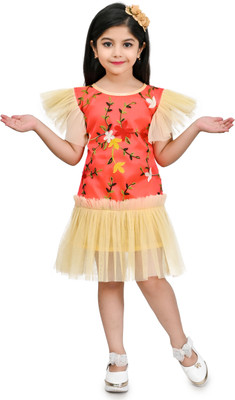 ZEXXO Girls Midi/Knee Length Casual Dress(Multicolor, Sleeveless)