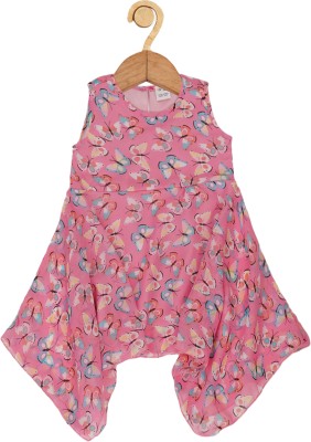 CREATIVE KID'S Girls Below Knee Casual Dress(Pink, Sleeveless)