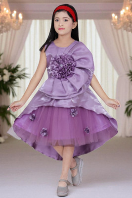 EX ETERNAL LEXIS Indi Girls Midi/Knee Length Festive/Wedding Dress(Purple, Sleeveless)