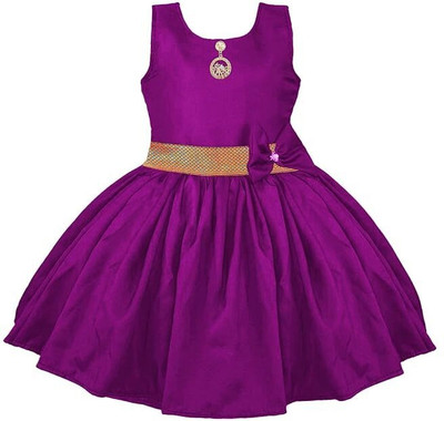 jahee Girls Midi/Knee Length Festive/Wedding Dress(Purple, Sleeveless)