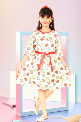 ULTRA TREND Baby Girls Midi/Knee Length Casual Dress(White, 3/4 Sleeve)