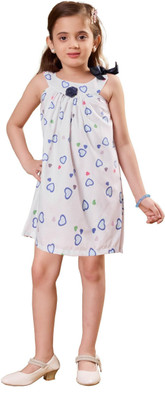 VAVA Creation Girls Midi/Knee Length Party Dress(White, Sleeveless)