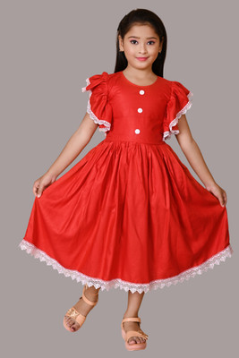 HouseOfCommon Girls Maxi/Full Length Casual Dress(Black, Short Sleeve)