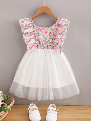 Style Connect Collection Baby Girls Midi/Knee Length Party Dress(White, Pink, Sleeveless)