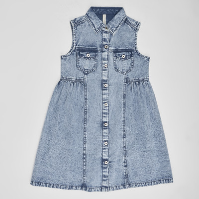 Pantaloons Junior Girls Midi/Knee Length Casual Dress(Blue, Sleeveless)