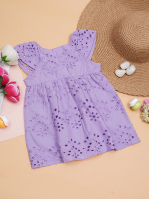 CREATIVE KID'S Baby Girls Midi/Knee Length Casual Dress(Pink, Short Sleeve)