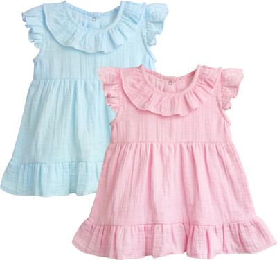 KIdbea Indi Girls Mini/Short Casual Dress(Multicolor, Short Sleeve)