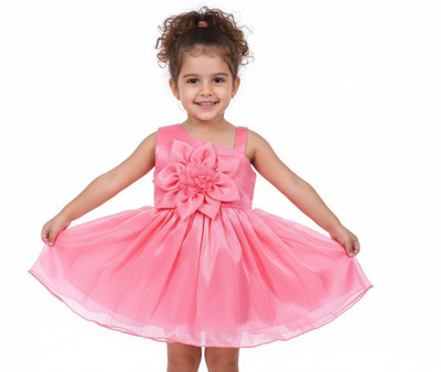 PARROT COLLECTION Baby Girls Above Knee Casual Dress(Pink, Sleeveless)
