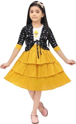 BISAL Indi Girls Midi/Knee Length Casual Dress(Multicolor, 3/4 Sleeve)