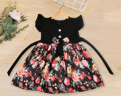 ATIQUE Girls Midi/Knee Length Casual Dress(Multicolor, Fashion Sleeve)