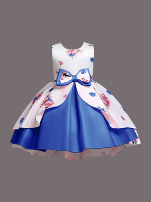 PURNKAMAAY TRENDZ Girls Midi/Knee Length Party Dress(Multicolor, Sleeveless)