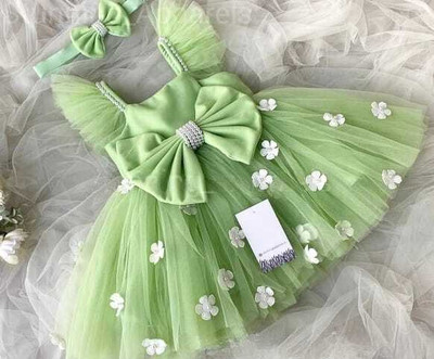 LITTLE MAMA Baby Girls Midi/Knee Length Party Dress(Green, Sleeveless)