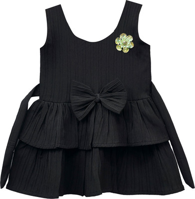 AKD FASHION Baby Girls Midi/Knee Length Party Dress(Black, Sleeveless)