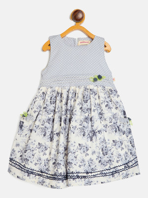 Camey Girls Midi/Knee Length Party Dress(Grey, Sleeveless)