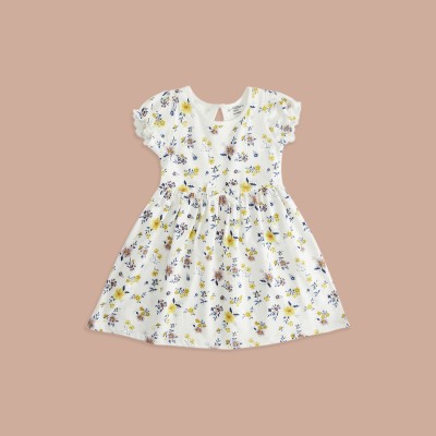 Pantaloons Baby Girls Midi/Knee Length Casual Dress(White, Short Sleeve)