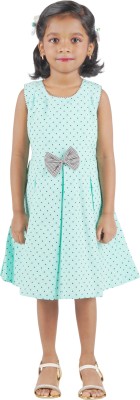 Jammer Girls Below Knee Casual Dress(Light Blue, Sleeveless)