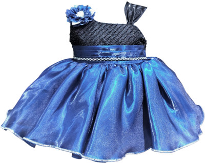 DeeVee Creations Baby Girls Midi/Knee Length Party Dress(Blue, Sleeveless)