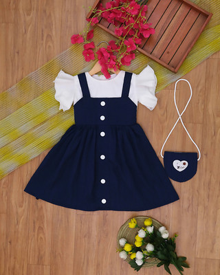 jl fashion Baby Girls Midi/Knee Length Festive/Wedding Dress(Blue, Fashion Sleeve)