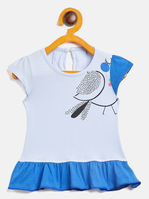 Camey Girls Midi/Knee Length Casual Dress(Blue, Cap Sleeve)
