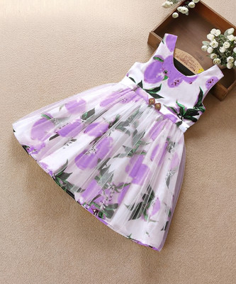 PAESANO ENTREPRISE Baby Girls Midi/Knee Length Casual Dress(Purple, Sleeveless)