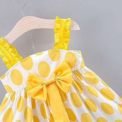 Royal View Indi Girls Midi/Knee Length Casual Dress(Yellow, Sleeveless)